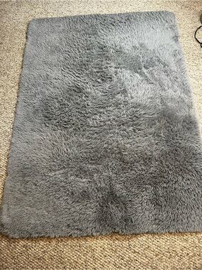 Fluffy Soft Grey Shag Area Rug (45” x 62”)